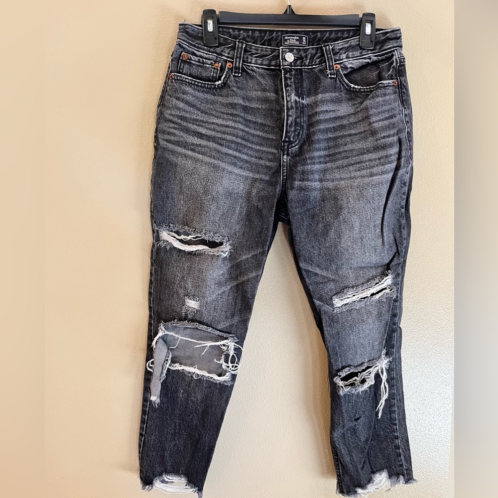 Abercrombie & Fitch Black Annie Girlfriend Jeans